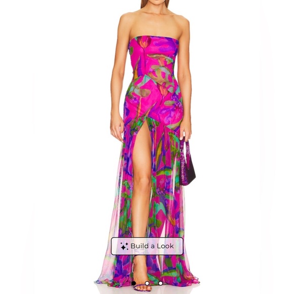 Retrofete Dresses & Skirts - Retrofete Nicole Silk Dress in Tropical Leaf